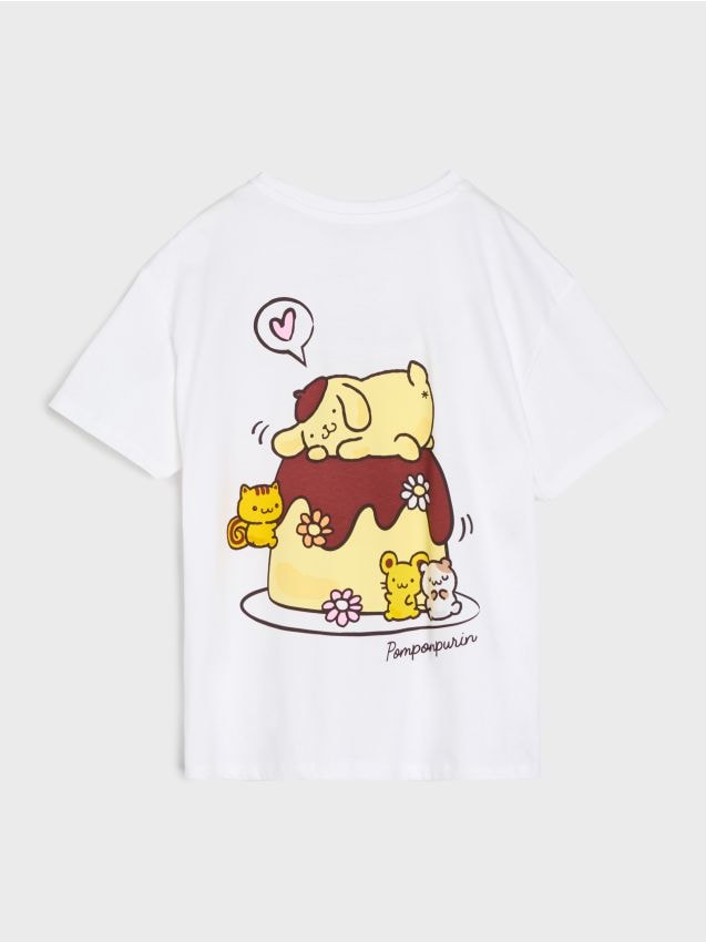 Sinsay - Tricou din bumbac cu imprimeu pe spate PomPomPurin - alb