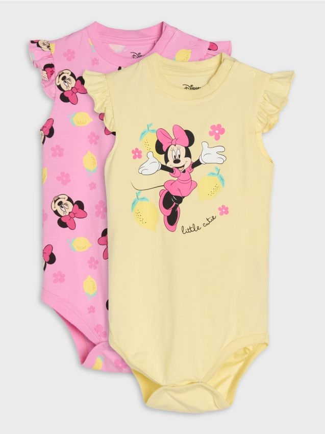 Sinsay - Body din bumbac cu imprimeu 2 pack Minnie Mouse - galben-deschis