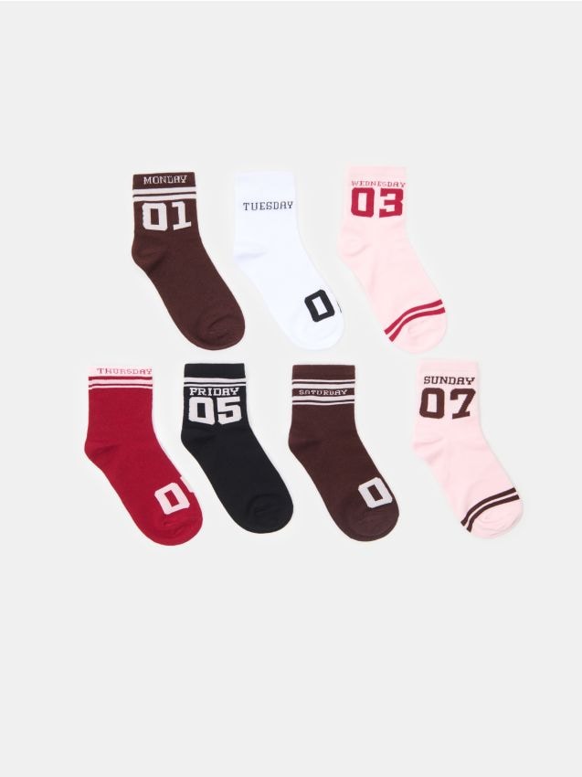 Sinsay - Șosete cu Zilele Săptămânii 7 Bucăți - multicolor