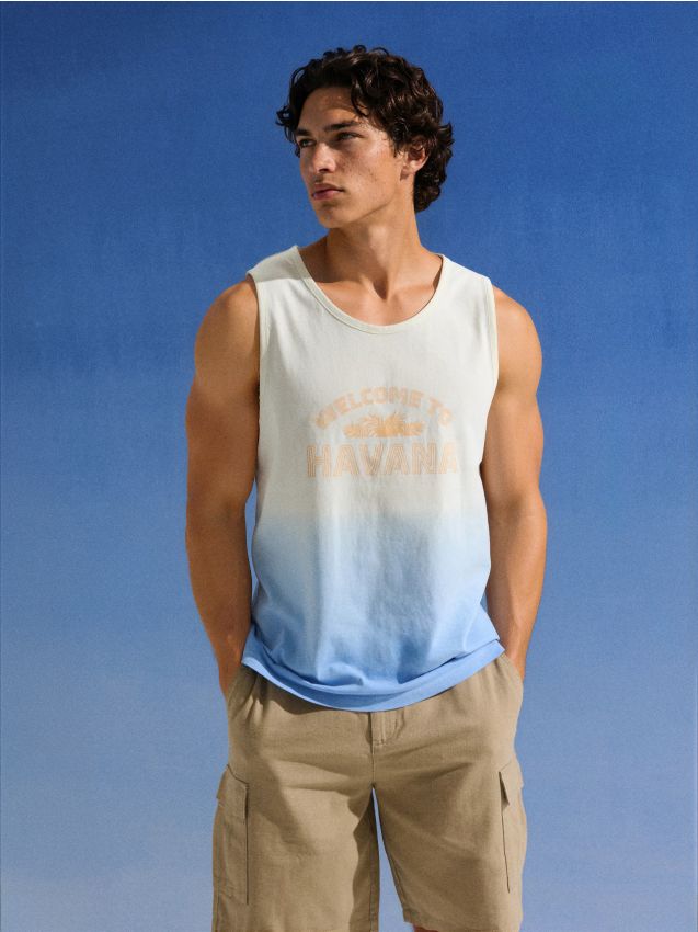 Sinsay - Tricou din bumbac fără mâneci - crem