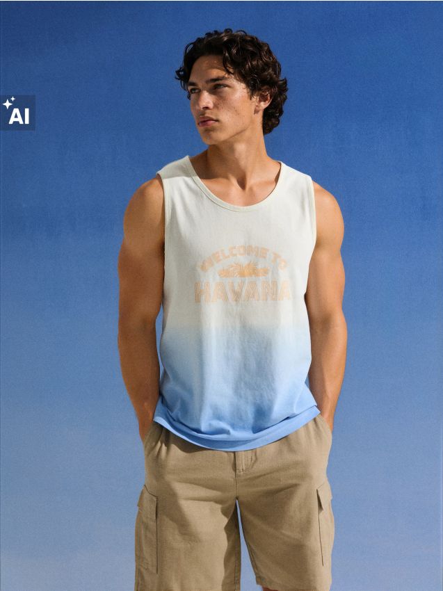 Sinsay - Tricou din bumbac fără mâneci - crem