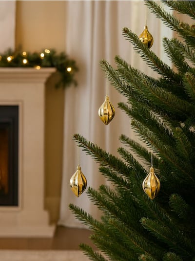 Palline di Natale lucide a forma di goccia, confezione da 6