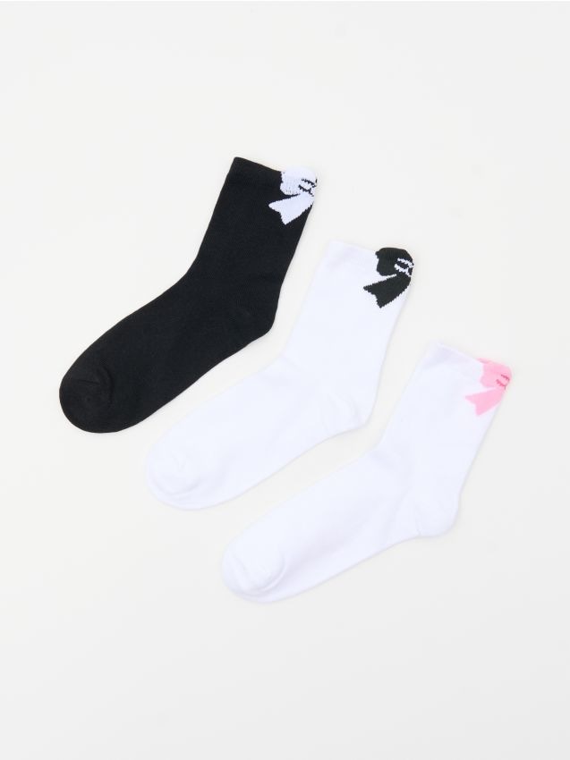 Sinsay - Șosete înalte cu motiv funde 3 pack - multicolor