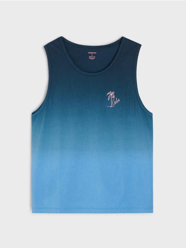 Sinsay - Tricou din bumbac ombre fără mâneci - albastru