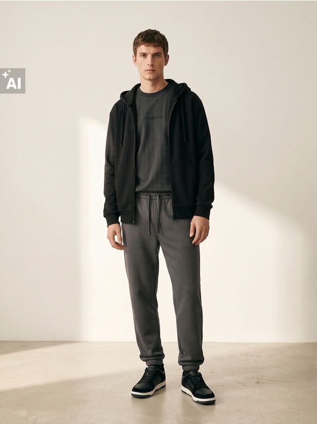 Sinsay - Pantaloni de trening tip jogger - gri-închis