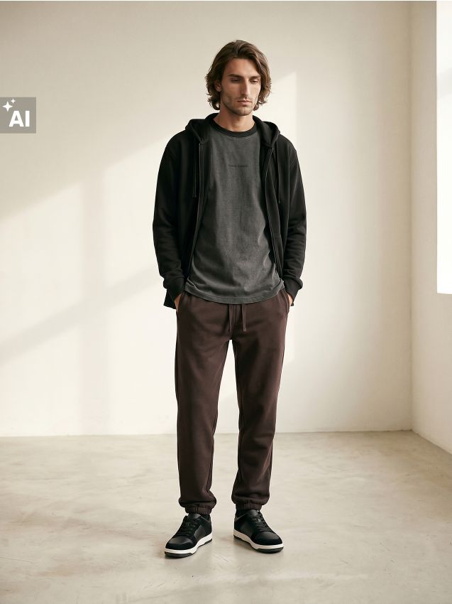 Sinsay - Pantaloni de trening tip jogger - cacao-cu-lapte