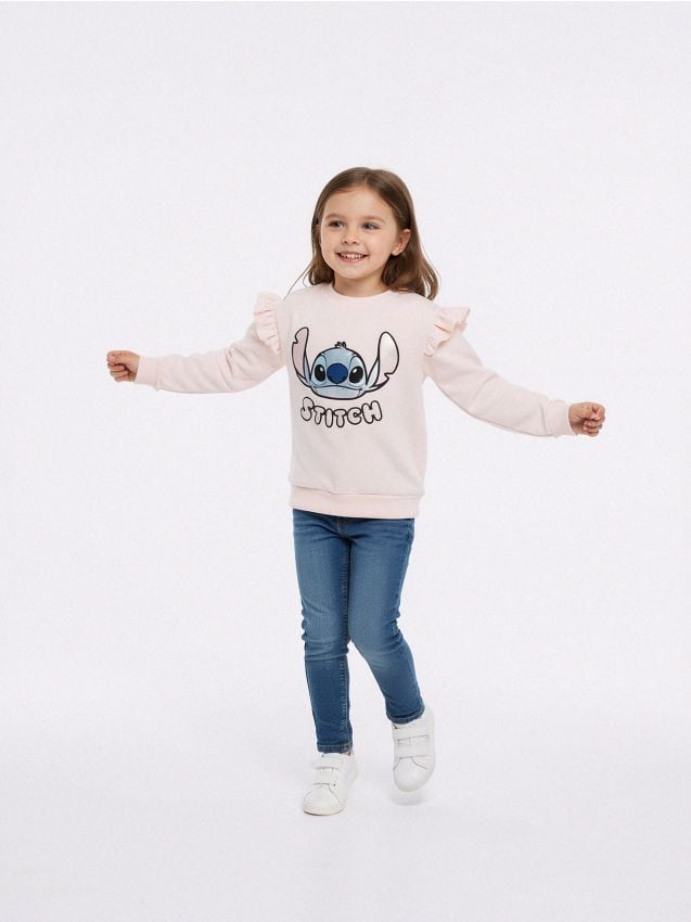 Sinsay - Mikina crewneck Stitch - pastelová ružová