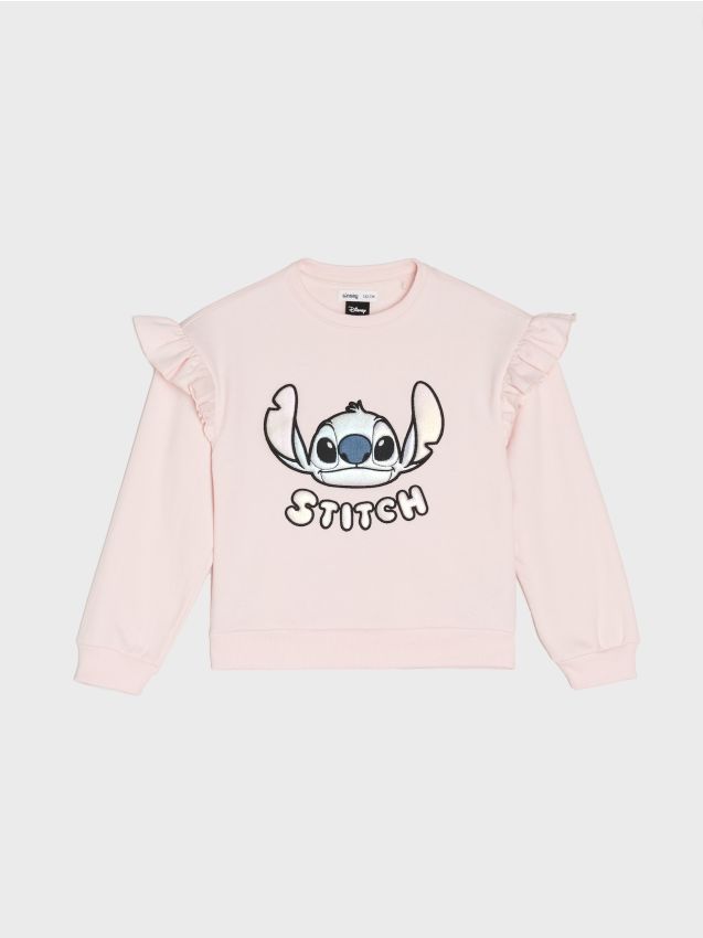 Sinsay - Mikina crewneck Stitch - pastelová ružová