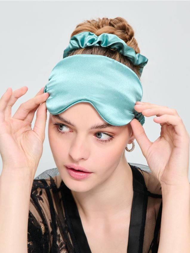 Sinsay - Súprava: maska na oči a gumička do vlasov - svetlozelená