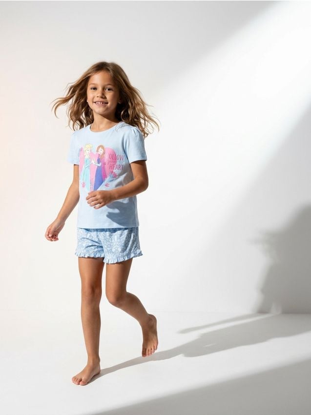 Sinsay - Pijama din bumbac în două piese cu imprimeu Frozen - albastru-pal