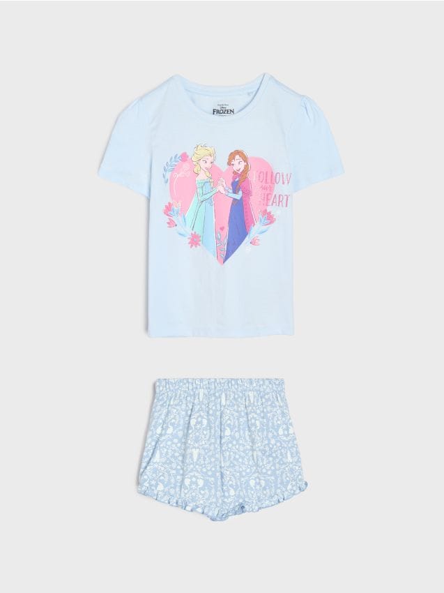 Sinsay - Bawełniana piżama dwuczęściowa z nadrukiem Frozen - błękitny