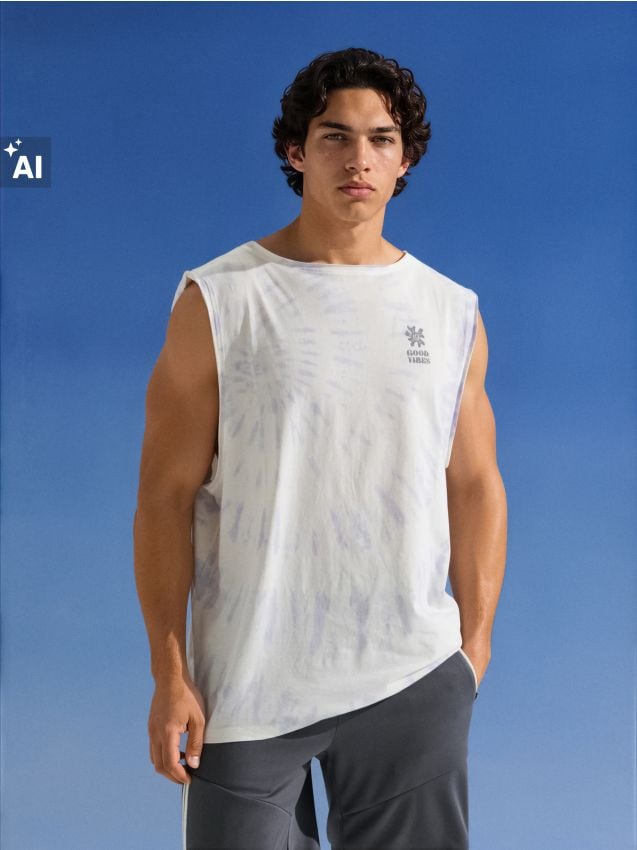 Sinsay - Pamučni tank top s tie dye uzorkom
