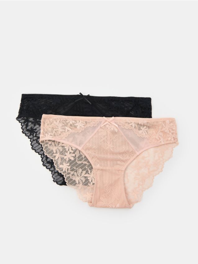 Sinsay - Koronkowe figi 2 pack - wielobarwny