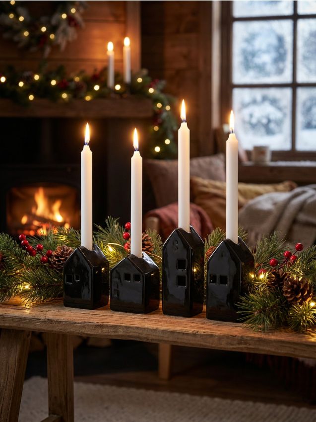 Sinsay - Suport pentru lumânare în formă de casă - negru