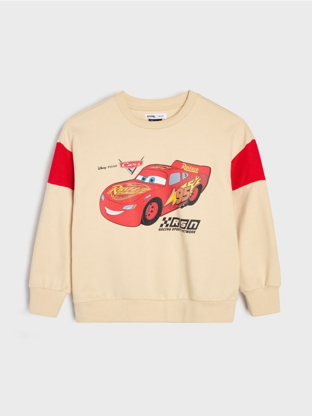 Sinsay - Bluză crewneck cu imprimeu Cars - nude