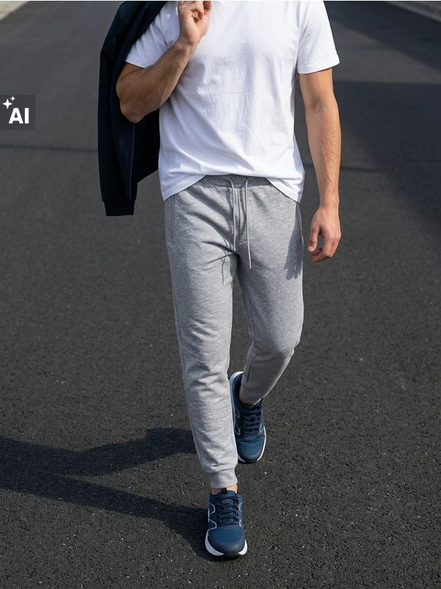 Sinsay - Pantaloni de trening tip jogger - gri deschis