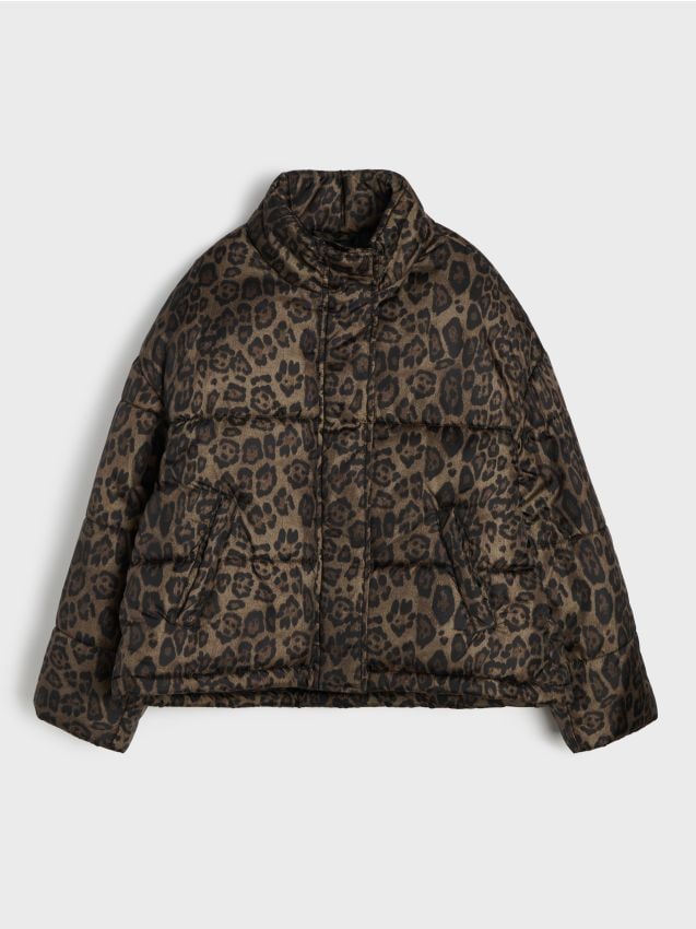 Sinsay - Geacă puffer matlasată cu model leopard - multicolor