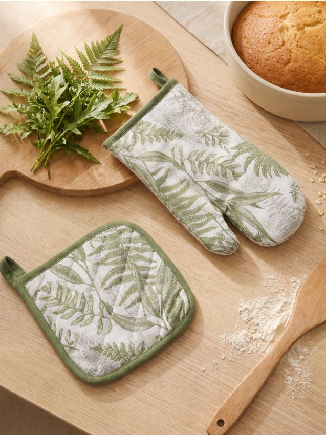 Sinsay - Mănușă și suport pentru oale cu model de lămâi - verde-prăfuit