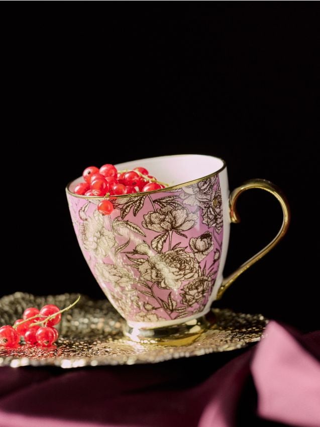 Sinsay - Cană ceramică cu motiv floral - roz-pastel