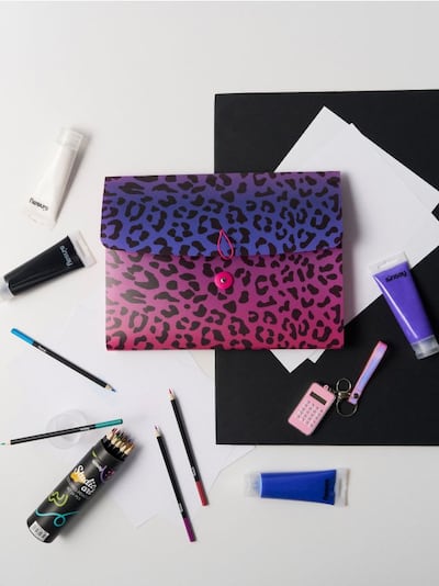 Органайзер для документів з перегородками і принтом по всій поверхні в леопардовий візерунок