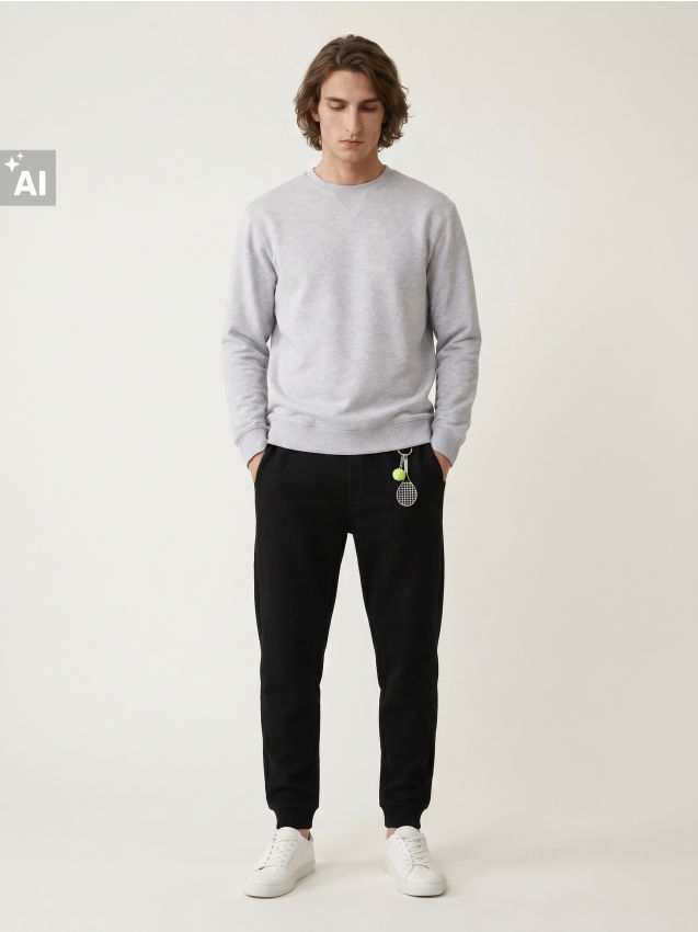 Sinsay - Pantaloni de molton regular fit - negru