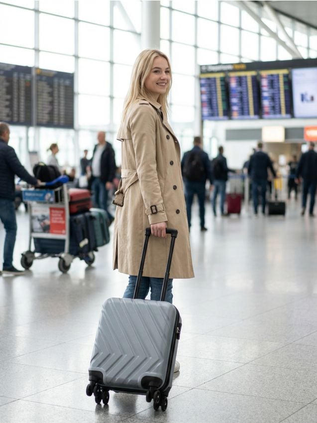 Sinsay - Troler de cabină cu roți și model embosat - gri deschis