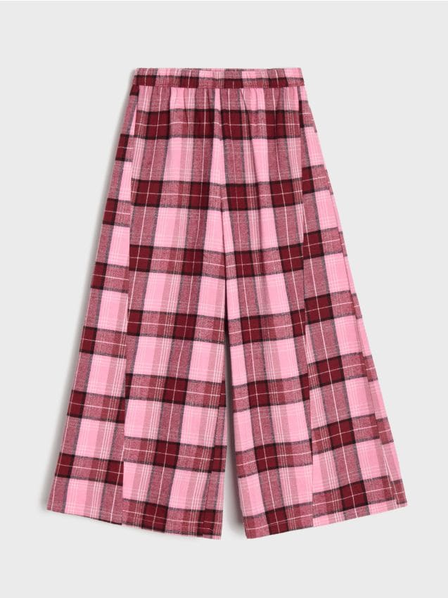 Sinsay - Pantaloni wide leg în carouri - multicolor