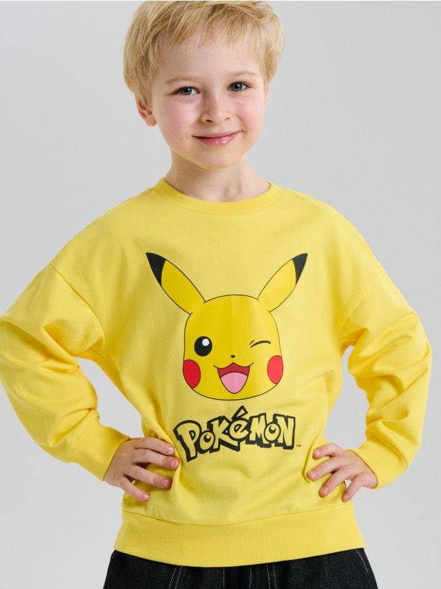 Sinsay - Bluză de trening din bumbac Pokémon - galben