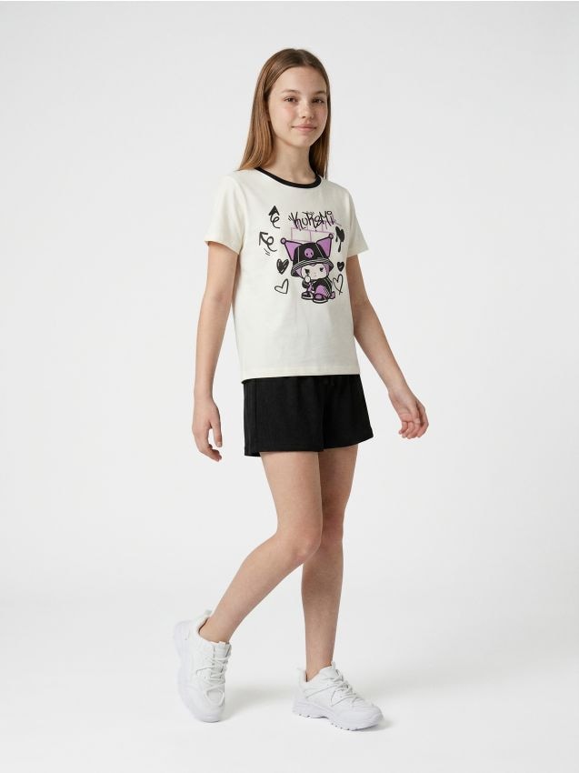 Sinsay - Tricou din bumbac cu imprimeu Kuromi - alb