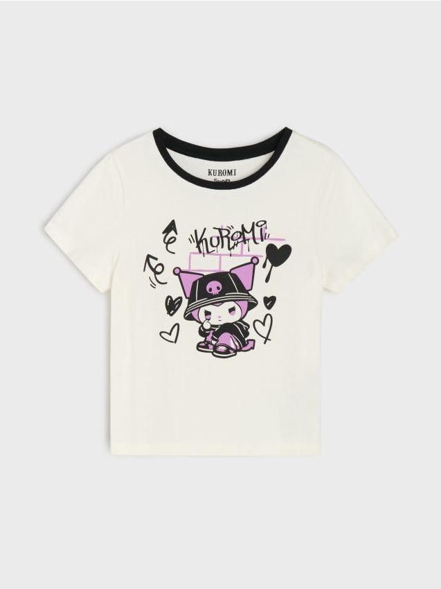 Sinsay - Tricou din bumbac cu imprimeu Kuromi - alb