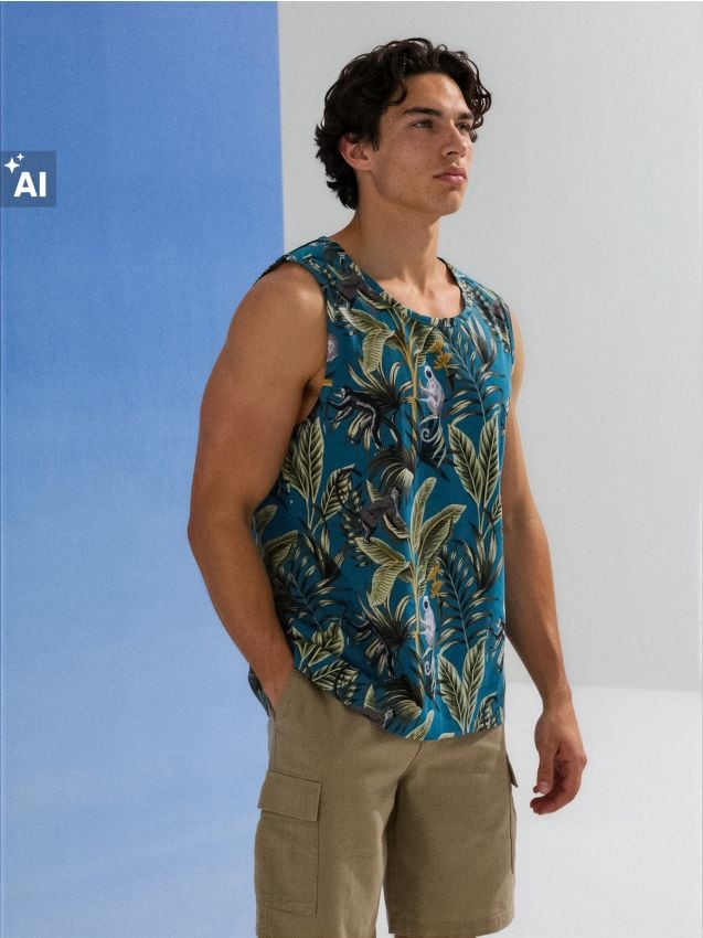 Sinsay - Tricou din bumbac cu imprimeu junglă - multicolor