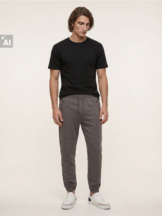 Sinsay - Pantaloni sport slim fit cu amestec de vâscoză - gri-închis