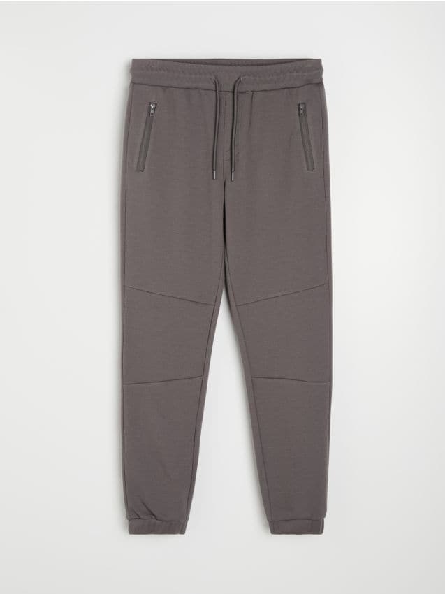 Sinsay - Spodnie dresowe slim fit z domieszką wiskozy - szary
