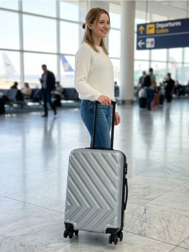 Sinsay - Valiză de călătorie rigidă cu roți - gri deschis