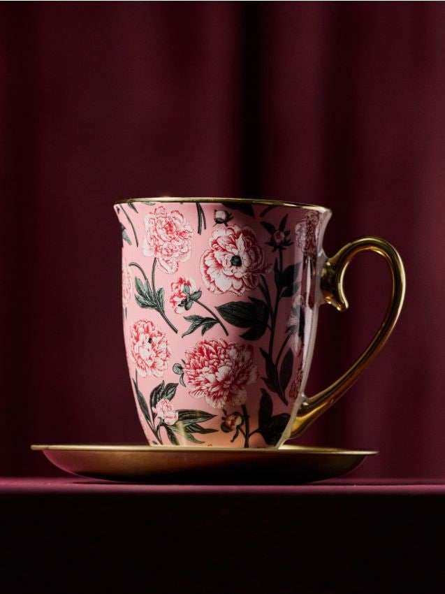 Sinsay - Cană ceramică cu motiv floral - roz-pastel