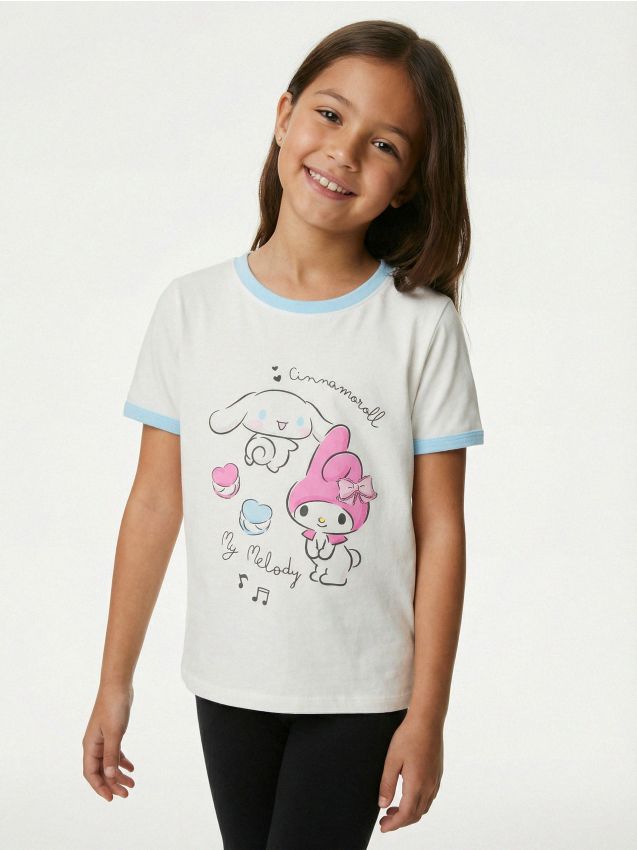 Sinsay - Tricou din bumbac cu imprimeu Cinnamoroll - crem