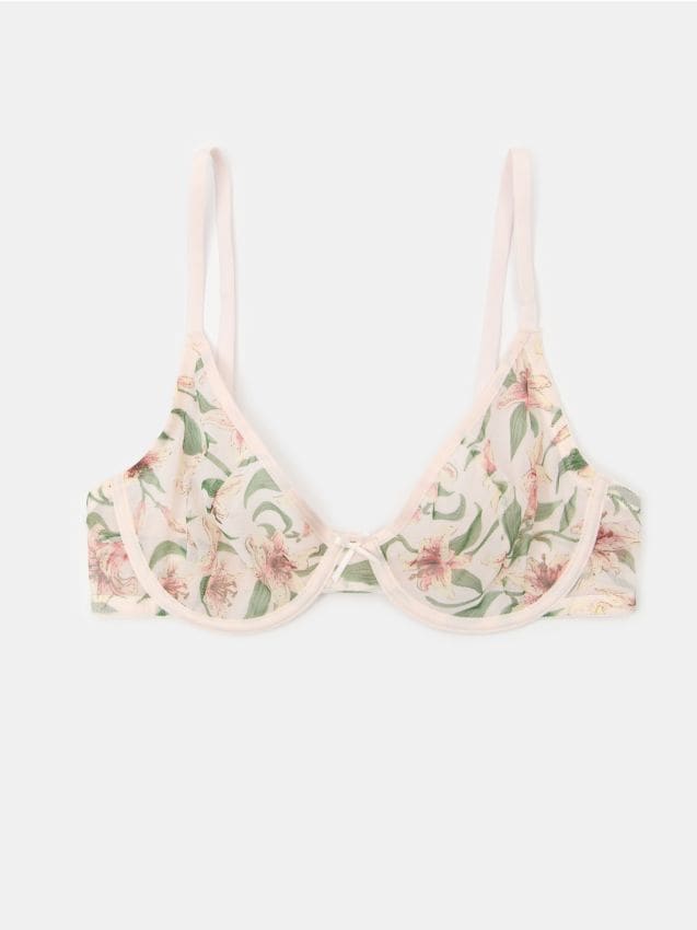Sinsay - Sutien din dantelă cu balene cu motiv floral cu poliamidă - multicolor