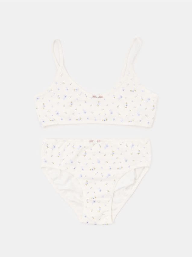 Sinsay - Set de Lenjerie din Bumbac: Top și Chiloți cu Model Floral - multicolor
