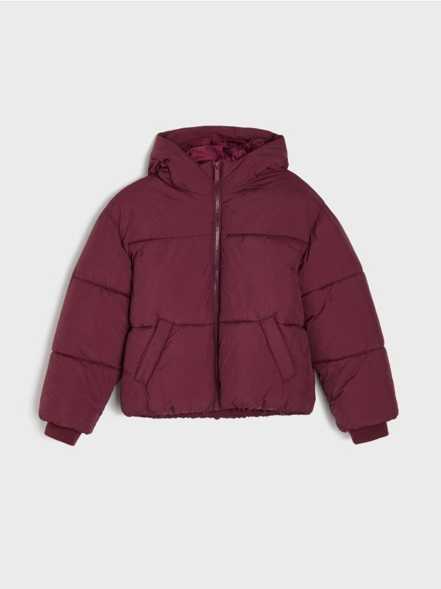Sinsay - Jachetă puffer cu glugă - bordo