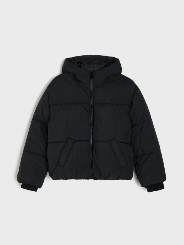 Sinsay - Jachetă puffer cu glugă - negru