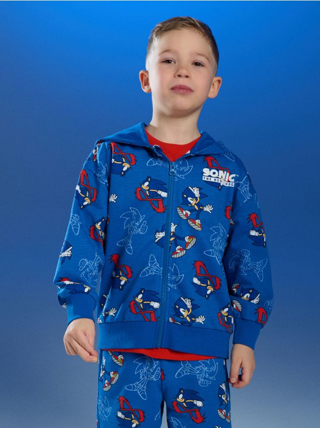 Sinsay - Hanorac cu glugă și fermoar Sonic the Hedgehog - indigo