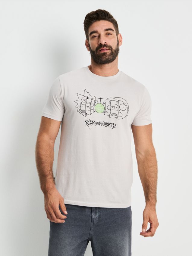 Sinsay - Tricou cu mânecă scurtă Rick & Morty - nude