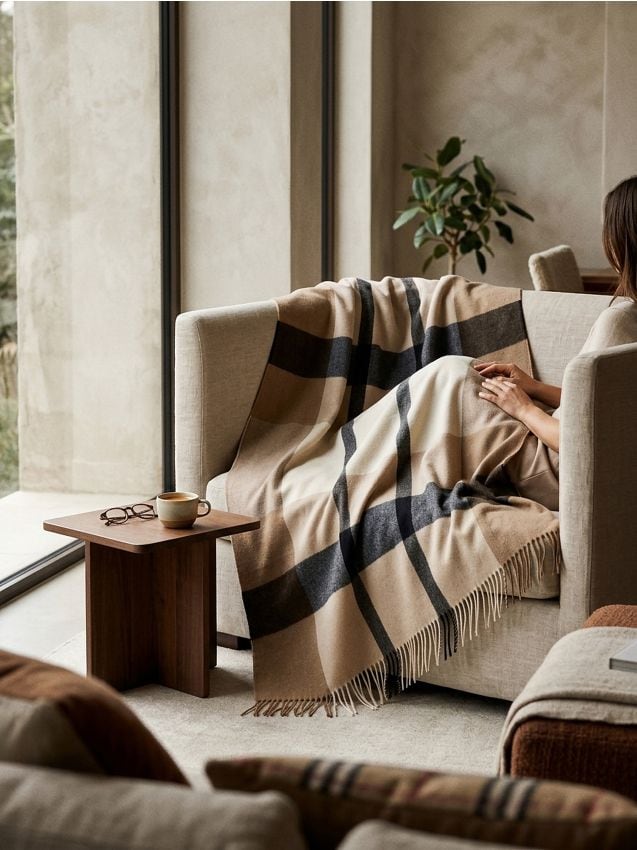 Sinsay - Pătură cu franjuri - bej