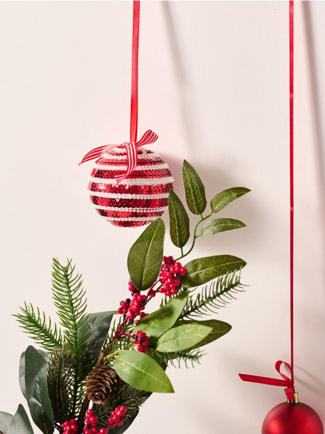 Sinsay - Globuri de Crăciun decorate cu paiete, set de 6 bucăți - roșu