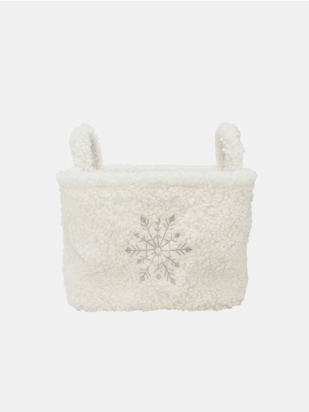 Sinsay - Úložný kôš s vyšívanou snehovou vločkou - krémová
