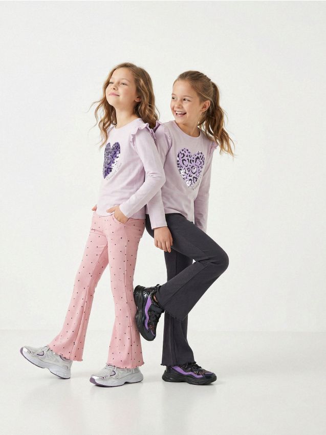 Sinsay - Prążkowane spodnie flare 2 pack - wielobarwny