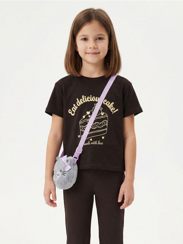 Sinsay - Tricou din bumbac cu imprimeu - maro