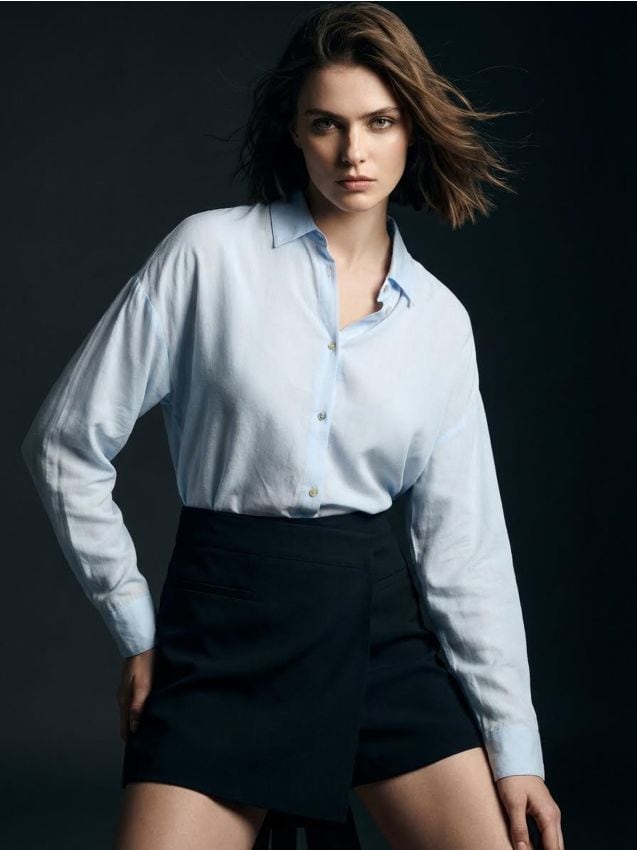 Sinsay - Cămașă oversized - albastru-pal