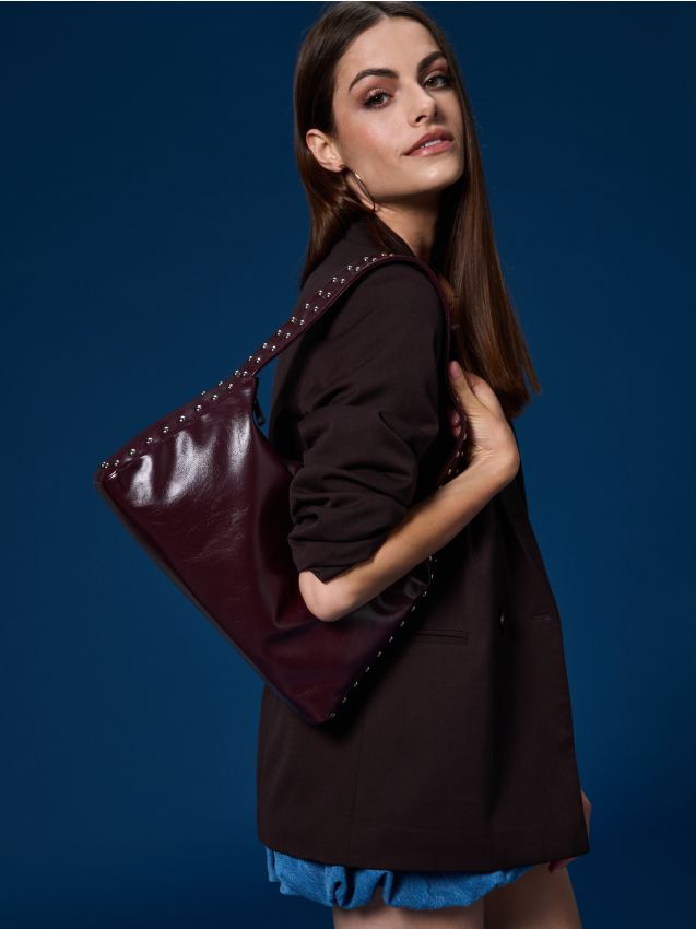 Sinsay - Kabelka typu hobo - burgundská červená