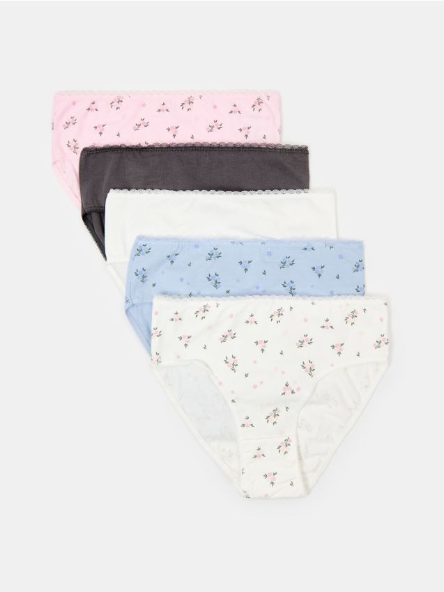 Sinsay - Chiloți din Bumbac cu Model Floral, Set de 5 - multicolor